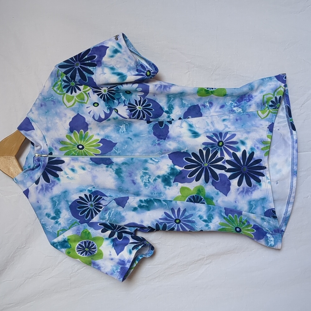 Shebeest shirt cycling jersey floral blue green Biking medium